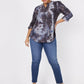 Roz & Ali Grey Jacquard Tie Dye Popover - Plus