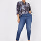 Roz & Ali Grey Jacquard Tie Dye Popover - Plus