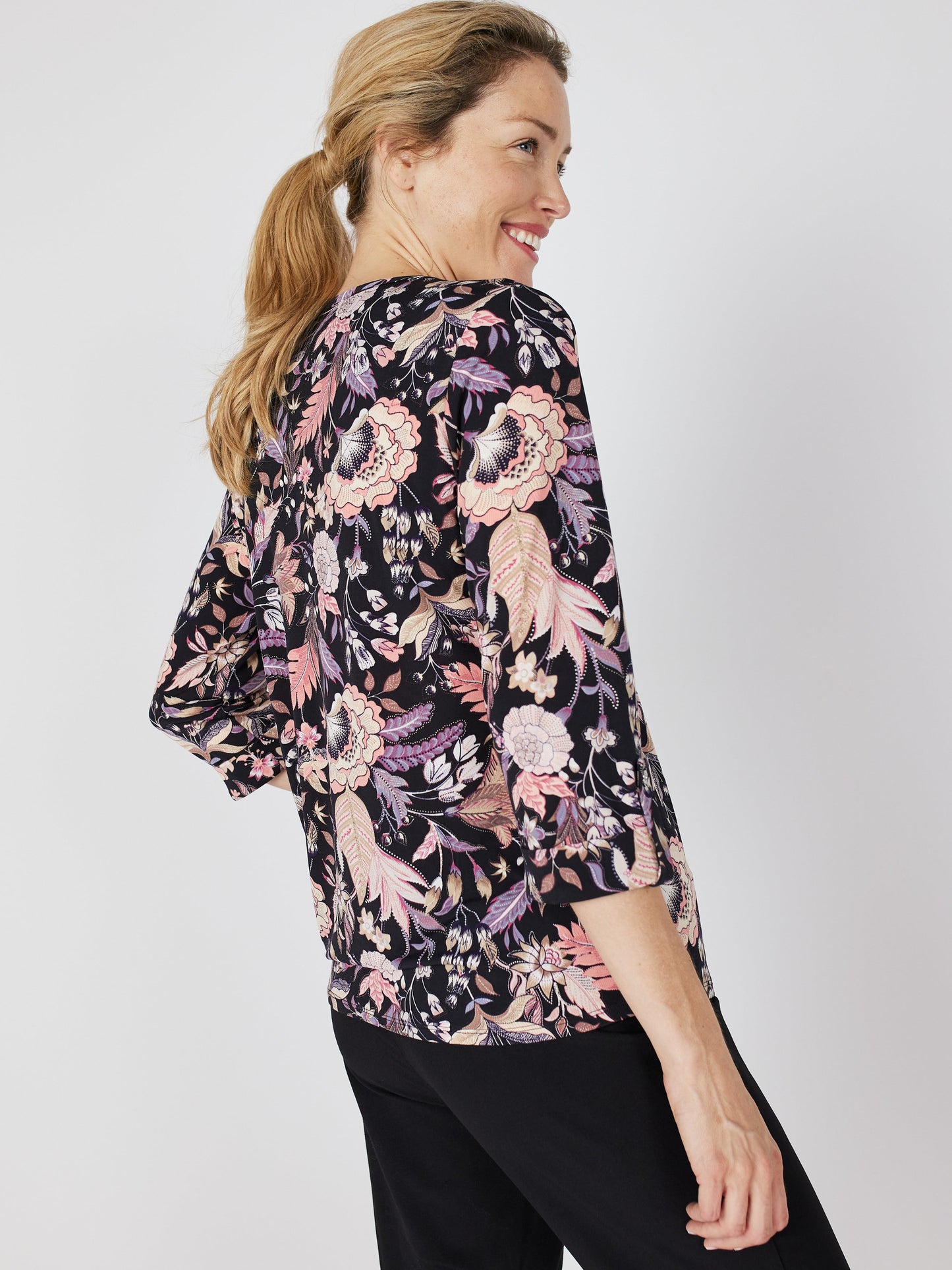 Roz & Ali Floral Diamond Stitch Pintuck Popover