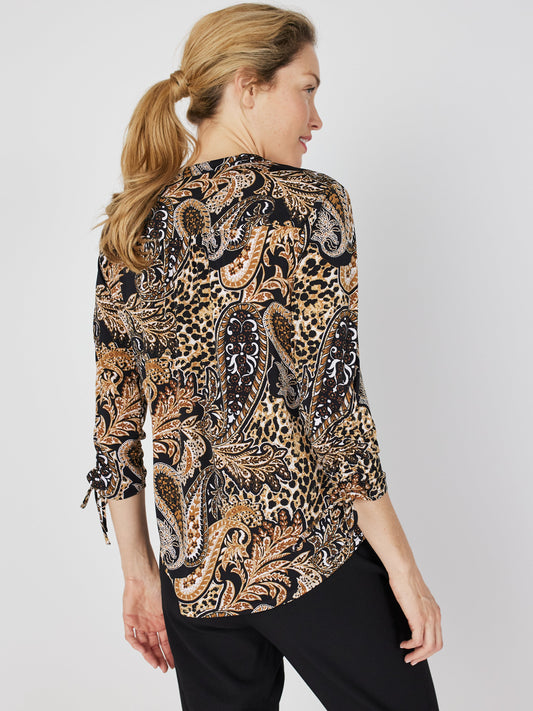 Roz & Ali Paisley Tie Sleeve Popover