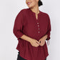 Roz & Ali Red Eyelet Tie Sleeve Popover - Plus