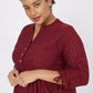 Roz & Ali Red Eyelet Tie Sleeve Popover - Plus