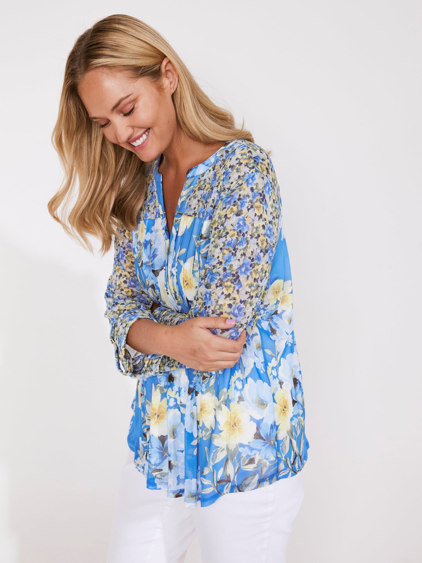 Roz & Ali Twin Print Mesh Popover - Plus