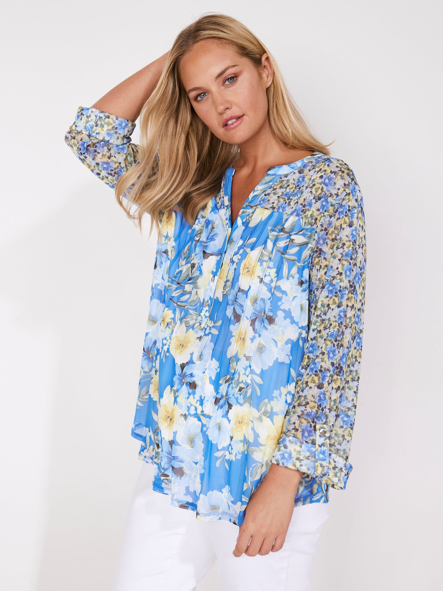 Roz & Ali Twin Print Mesh Popover - Plus