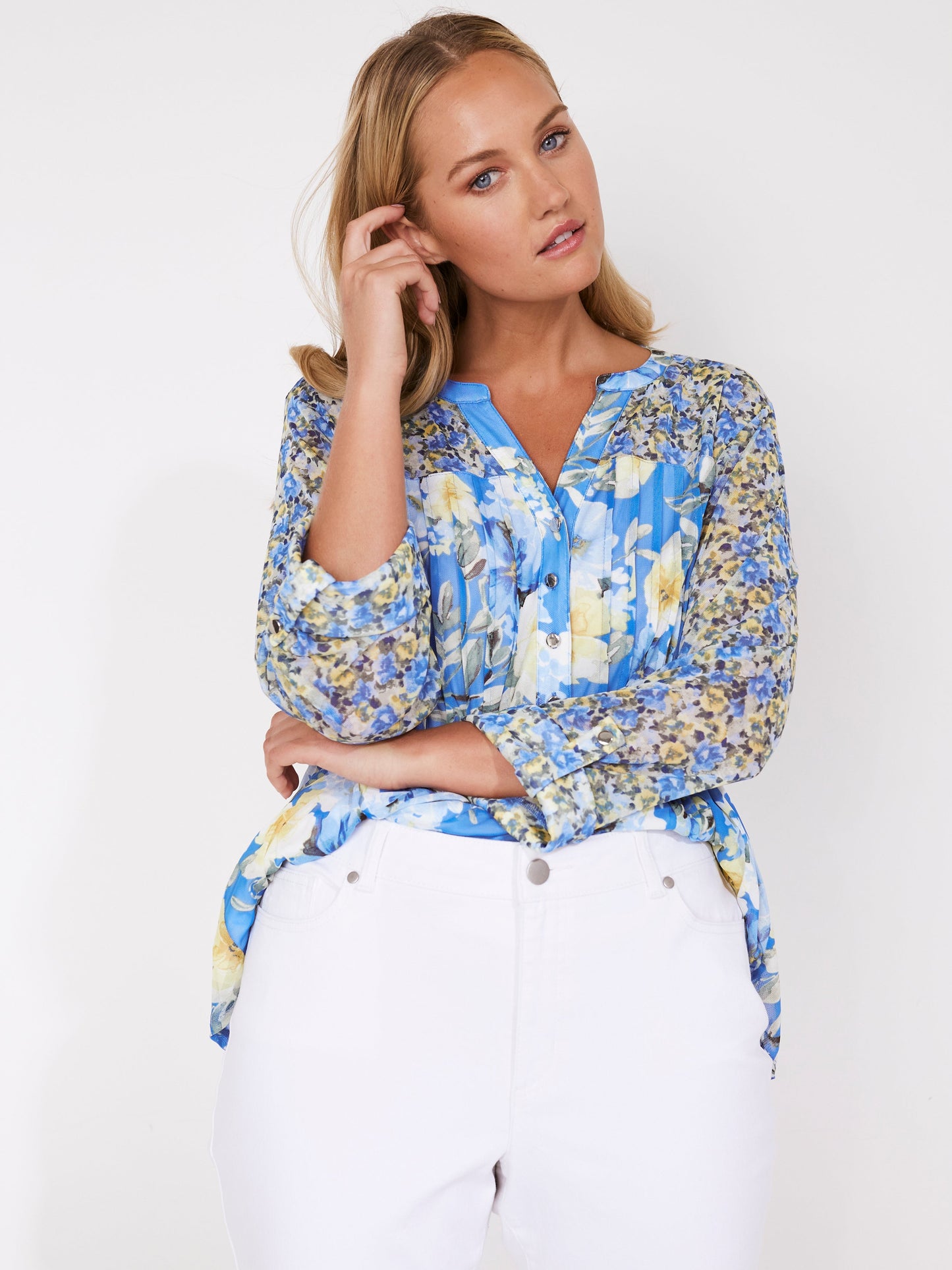 Roz & Ali Twin Print Mesh Popover - Plus