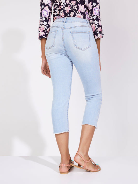 Westport Signature Basic Capri Pants with Fray Hem