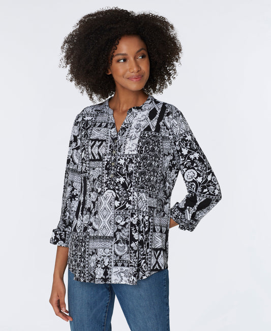 Roz & Ali Black & White Patchwork Popover