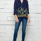 Figueroa & Flower Navy Embroidered Blouse