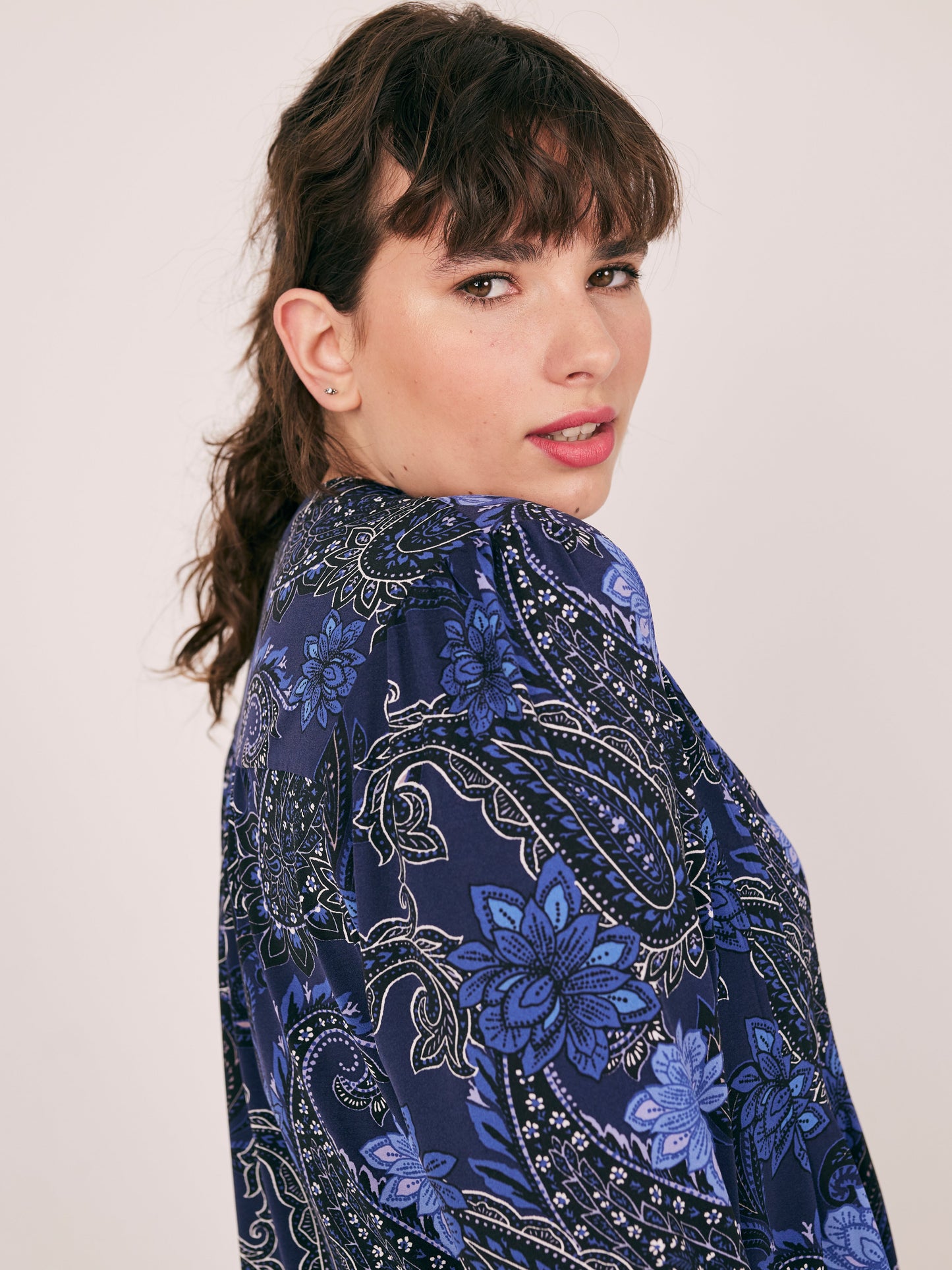 Roz & Ali Navy Paisley & Floral Popover - Plus