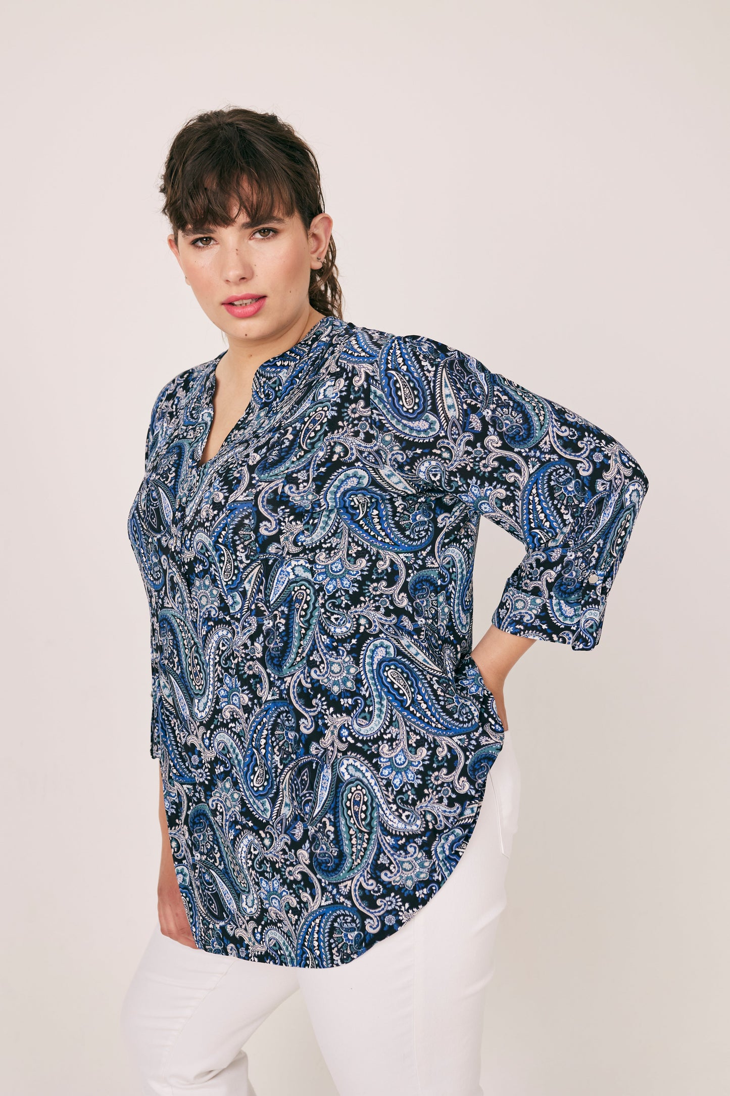 Roz & Ali Groovy Paisley Print Popover - Plus