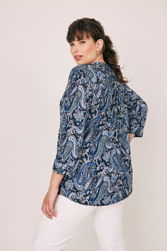 Roz & Ali Groovy Paisley Print Popover - Plus