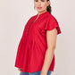 Roz & Ali Cap Flutter Sleeve Plain Popover - Plus