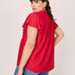 Roz & Ali Cap Flutter Sleeve Plain Popover - Plus