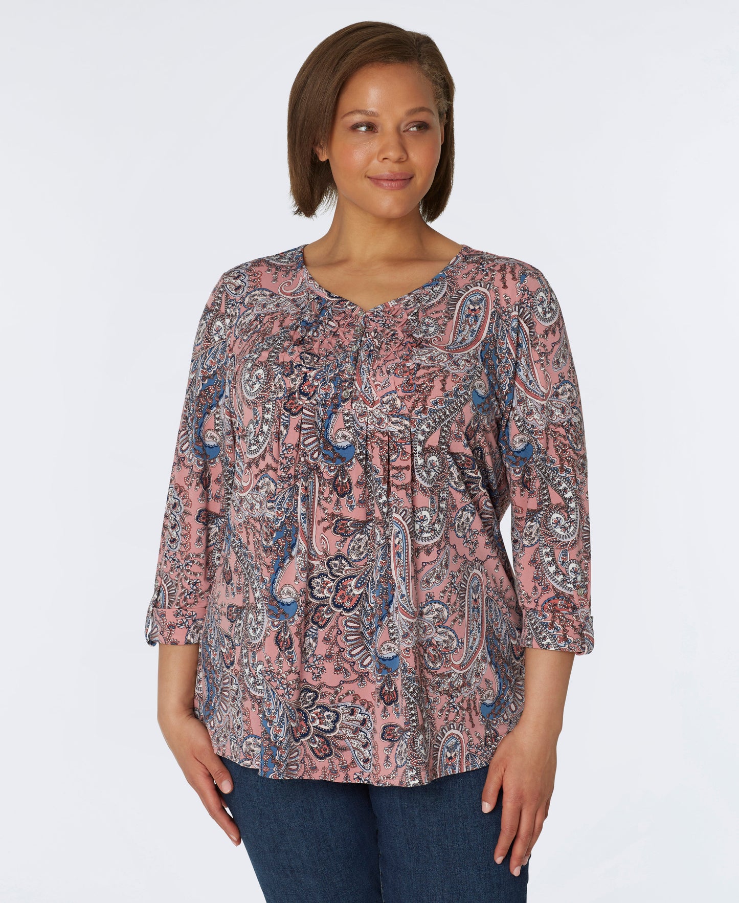 Roz & Ali Rose Paisley Popover - Plus