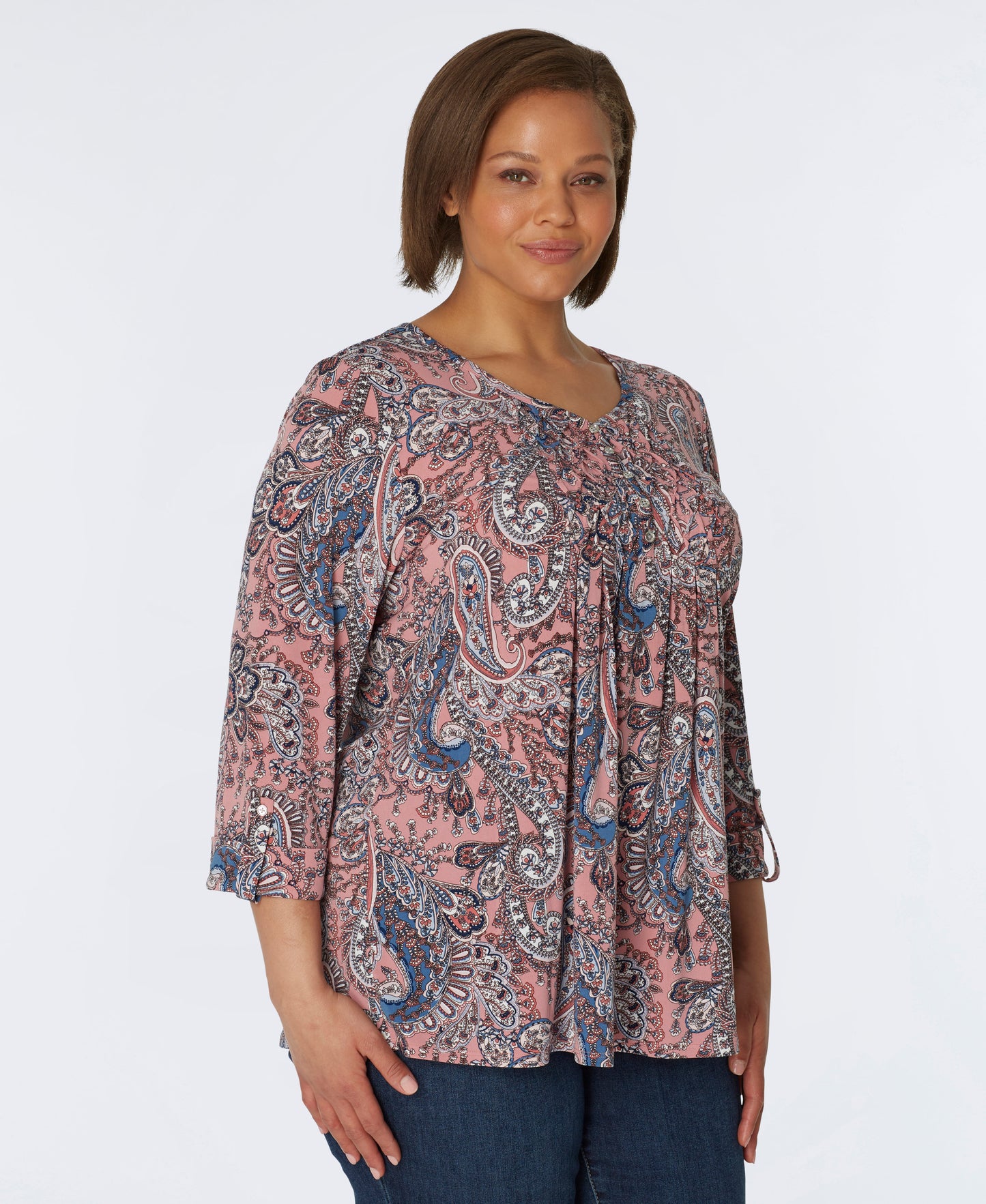 Roz & Ali Rose Paisley Popover - Plus