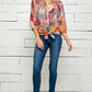 Figueroa & Flower 3/4 Mixed Print Sleeve Blouse