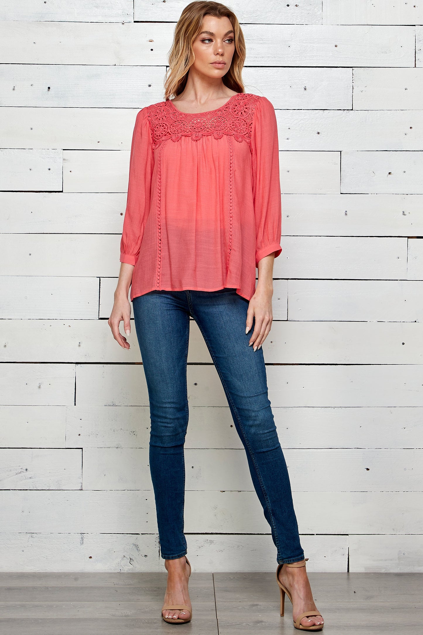 Figueroa & Flower Lace Yoke Blouse