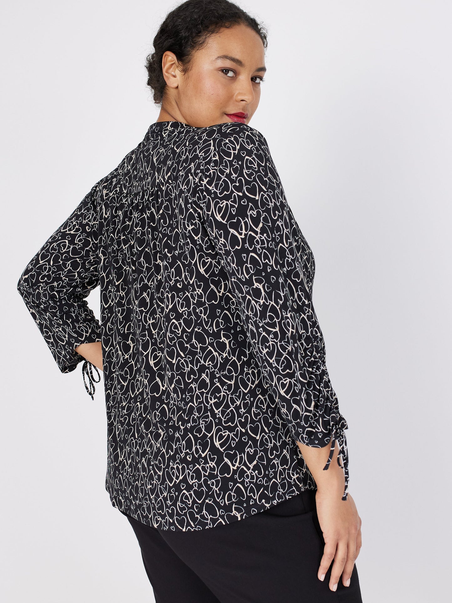 Roz & Ali Hearts Tie Sleeve Popover - Plus