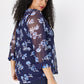 Roz & Ali Blue Mesh Floral Popover - Plus