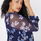 Roz & Ali Blue Mesh Floral Popover - Plus