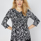 Roz & Ali V-Neck Floral Puff Print Popover