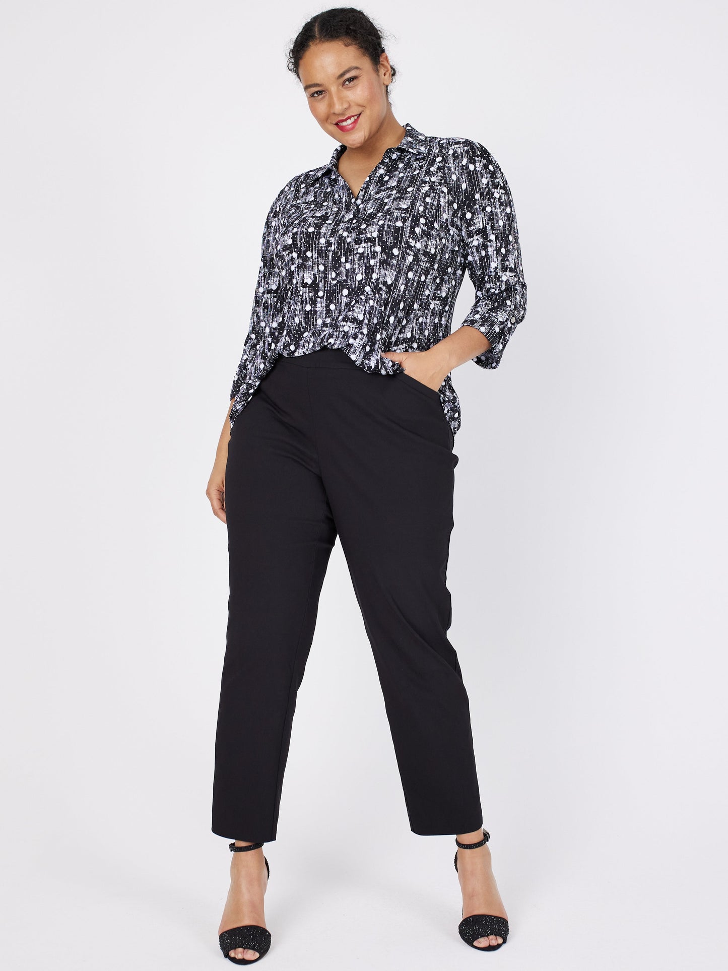 Roz & Ali Dot Pintuck Popover - Plus