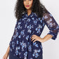 Roz & Ali Blue Mesh Floral Popover - Plus