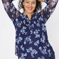 Roz & Ali Blue Mesh Floral Popover - Plus