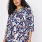 Roz & Ali Navy Jacobean Floral Popover - Plus