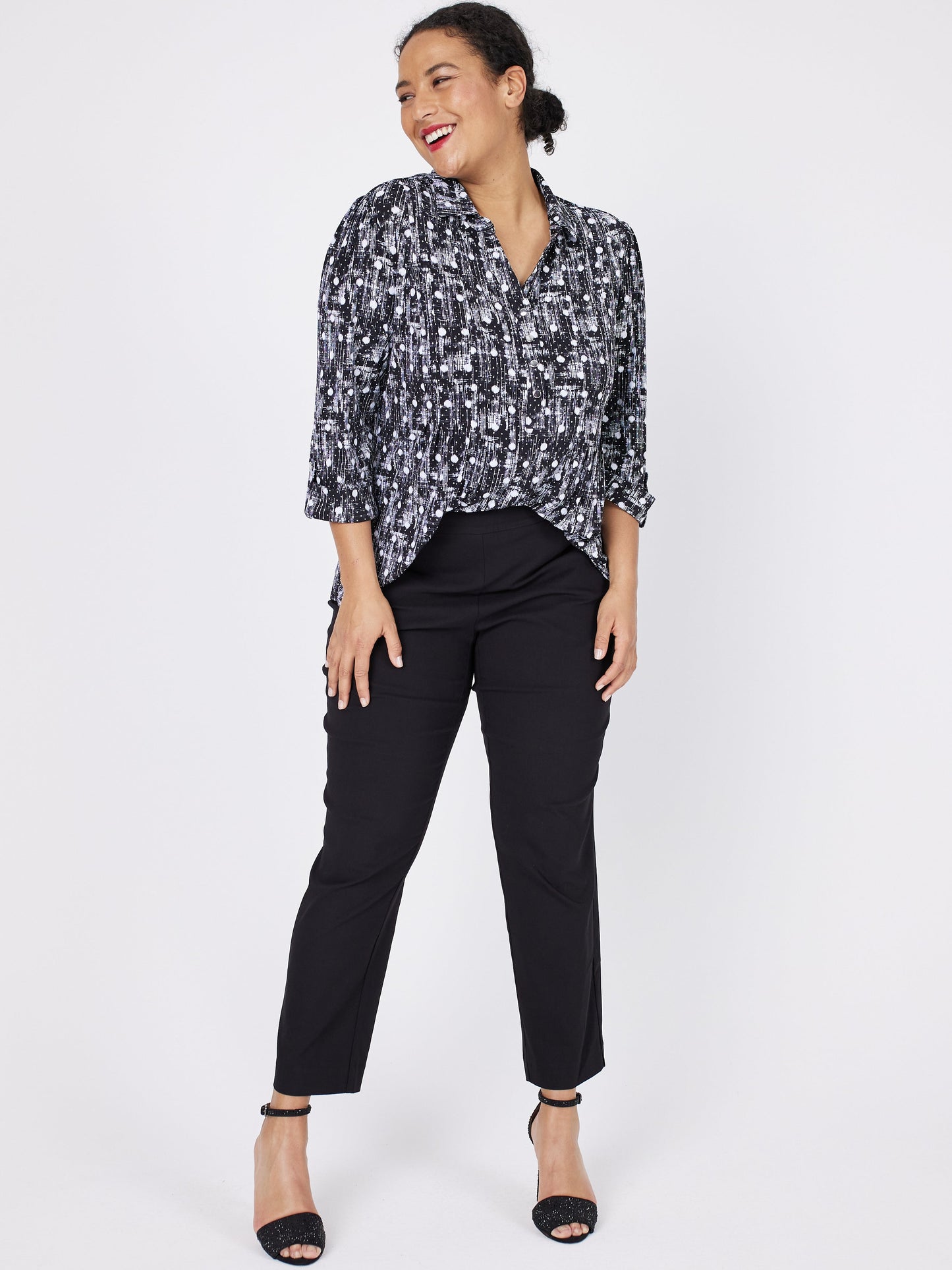 Roz & Ali Dot Pintuck Popover - Plus