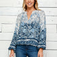 Figueroa & Flower 3/4 Sleeve Print Peasant Blouse