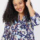 Roz & Ali Navy Jacobean Floral Popover - Plus