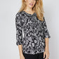 Roz & Ali V-Neck Floral Puff Print Popover