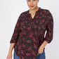 Roz & Ali Heart Print Ruffle Neck Popover - Plus