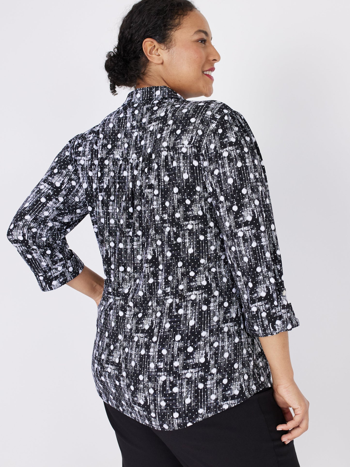 Roz & Ali Dot Pintuck Popover - Plus