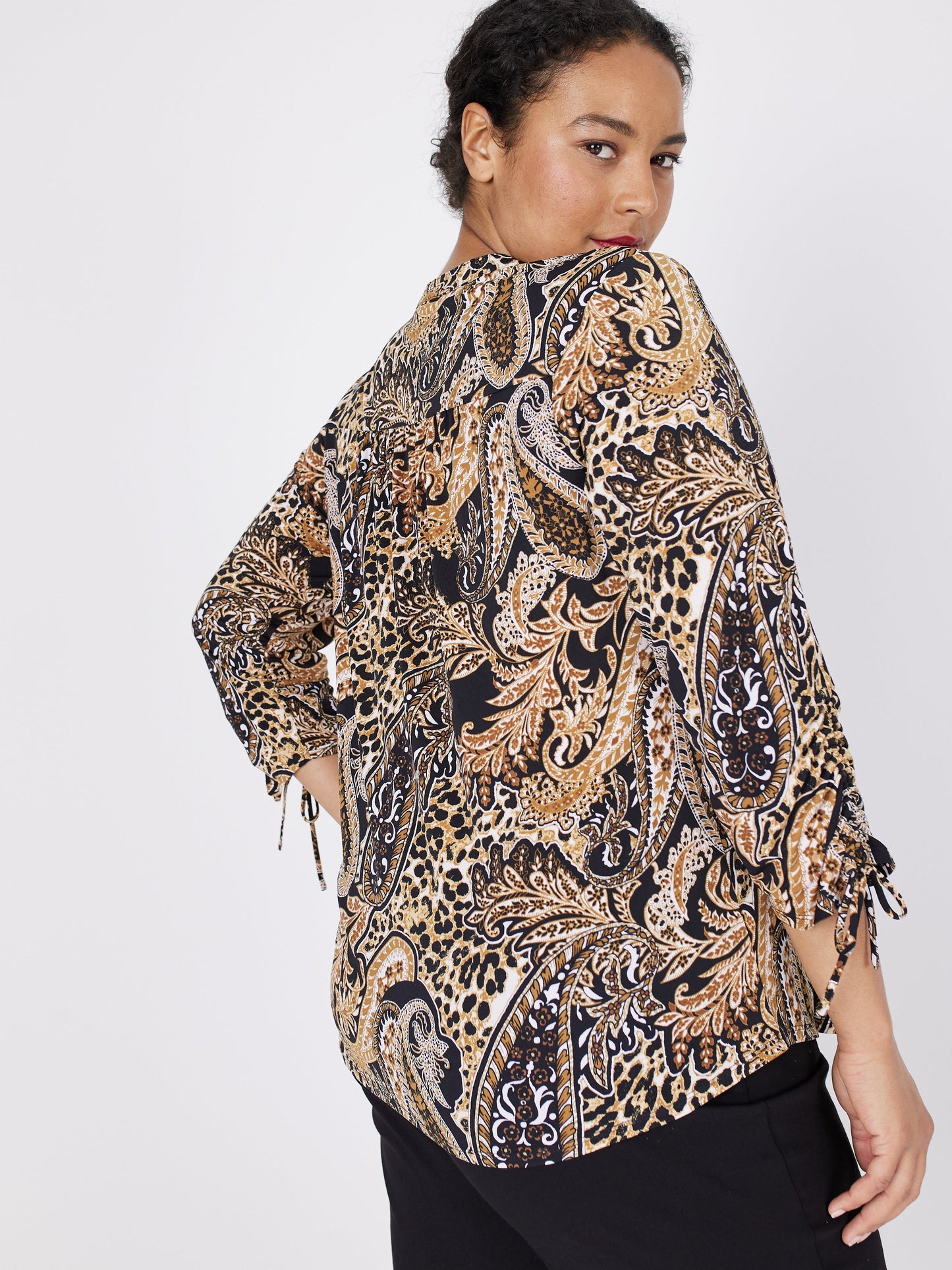 Roz & Ali Paisley Tie Sleeve Popover - Plus