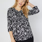 Roz & Ali V-Neck Floral Puff Print Popover