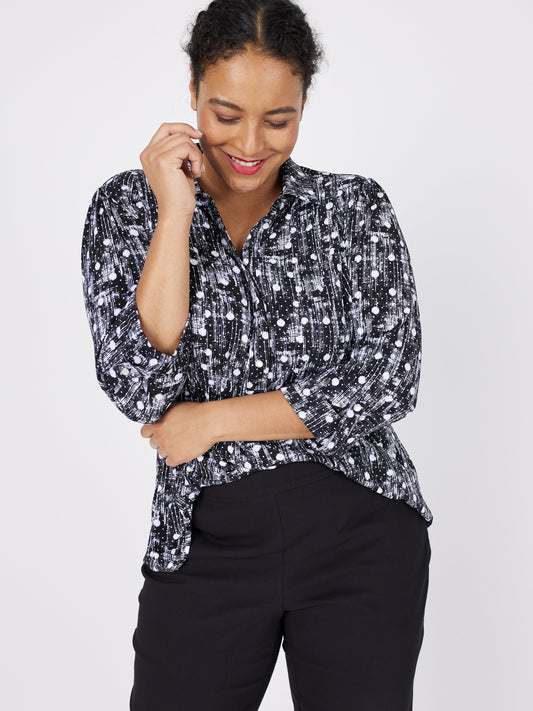 Roz & Ali Dot Pintuck Popover - Plus