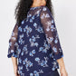 Roz & Ali Blue Mesh Floral Popover - Plus