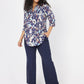 Roz & Ali Navy Jacobean Floral Popover - Plus