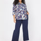 Roz & Ali Navy Jacobean Floral Popover - Plus